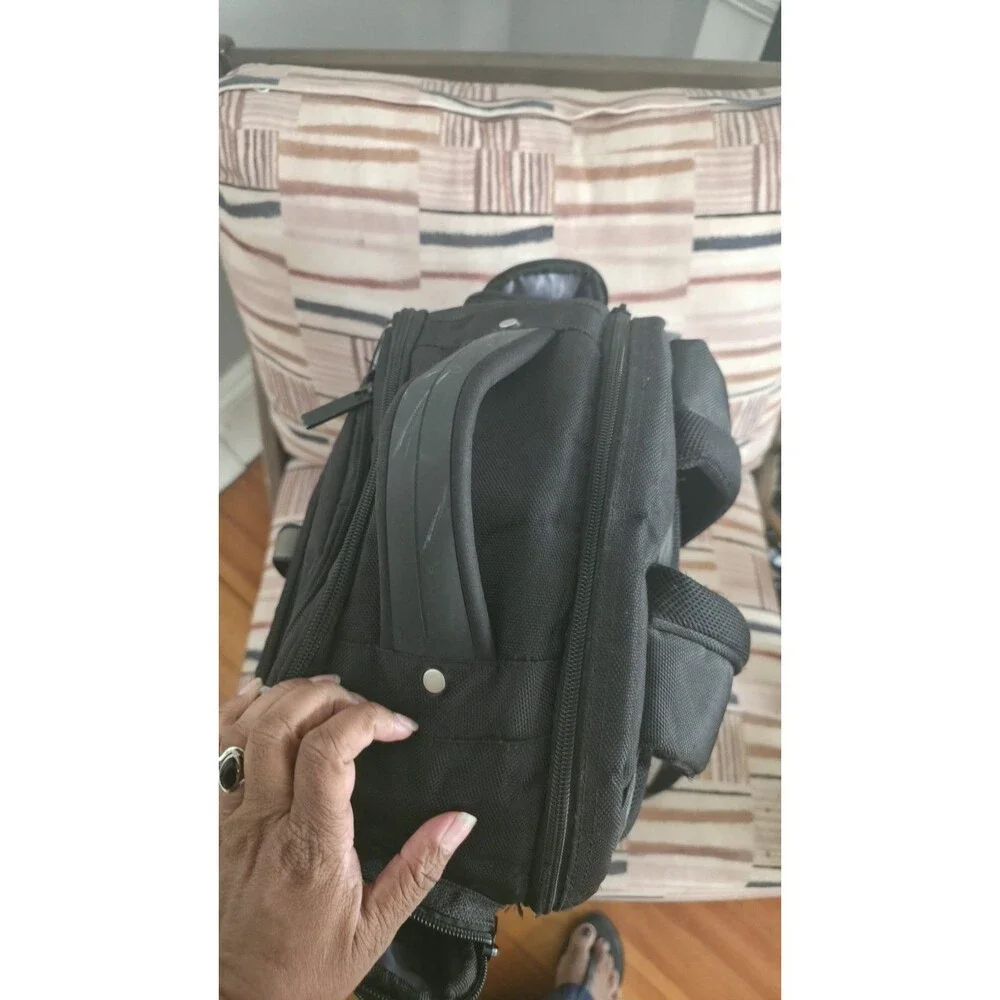Perry Ellis Black Laptop Backpack Travel/Business Bag, Zip, Multiple Pockets